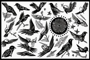 ‘’Birds fly in every directions’’ tattoo idea