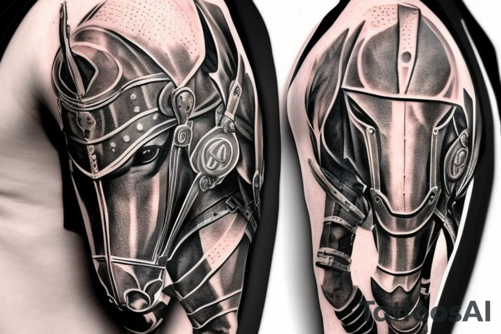 A knight in armor on a horse tattoo idea