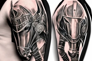 A knight in armor on a horse tattoo idea