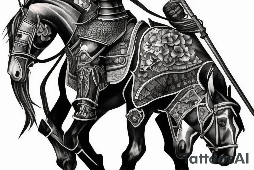 A knight in armor on a horse tattoo idea