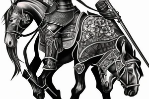 A knight in armor on a horse tattoo idea
