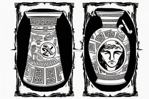 Old greek style vase with either a image of poseidon or roger kind of sail/sea related image tattoo idea
