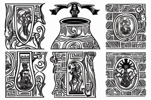 Old greek style vase with either a image of poseidon or roger kind of sail/sea related image tattoo idea
