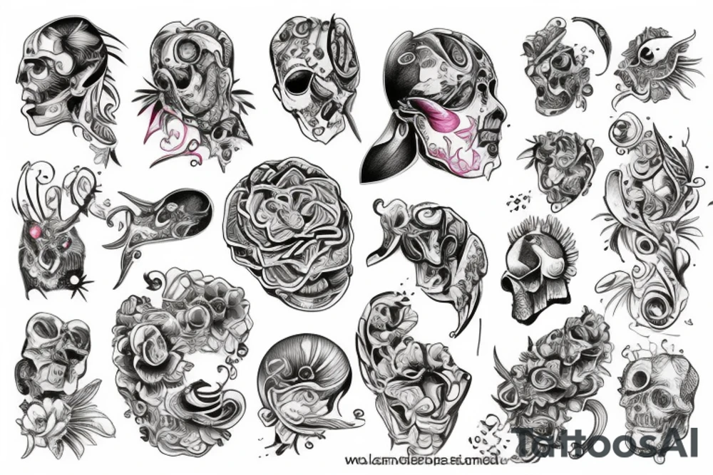 symboles alchimiques colores tattoo idea