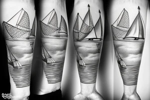 Sailing style tattoo with Greece as main theme tattoo idea