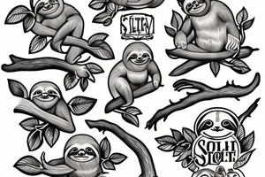Sloth on branch tattoo idea