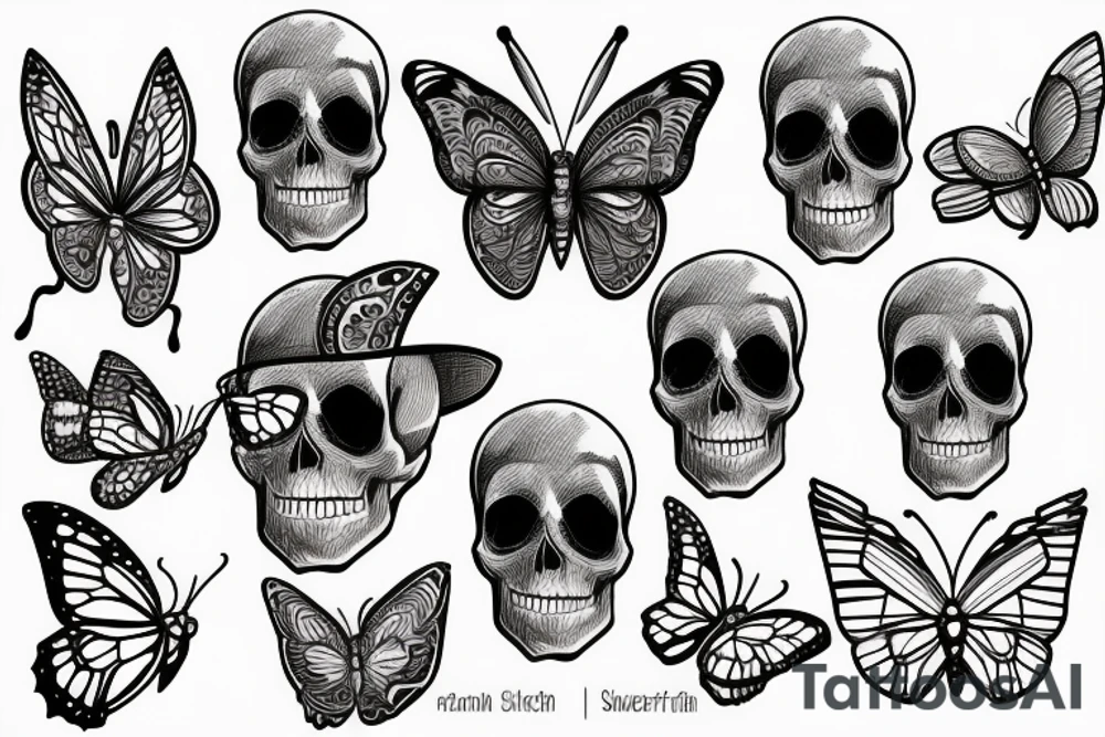SKULL INSIDE A butterfly tattoo idea