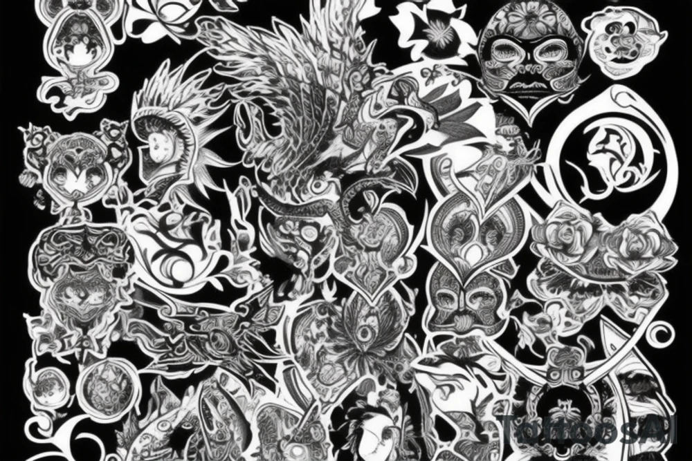 лист манги с Персонажами аниме tattoo idea