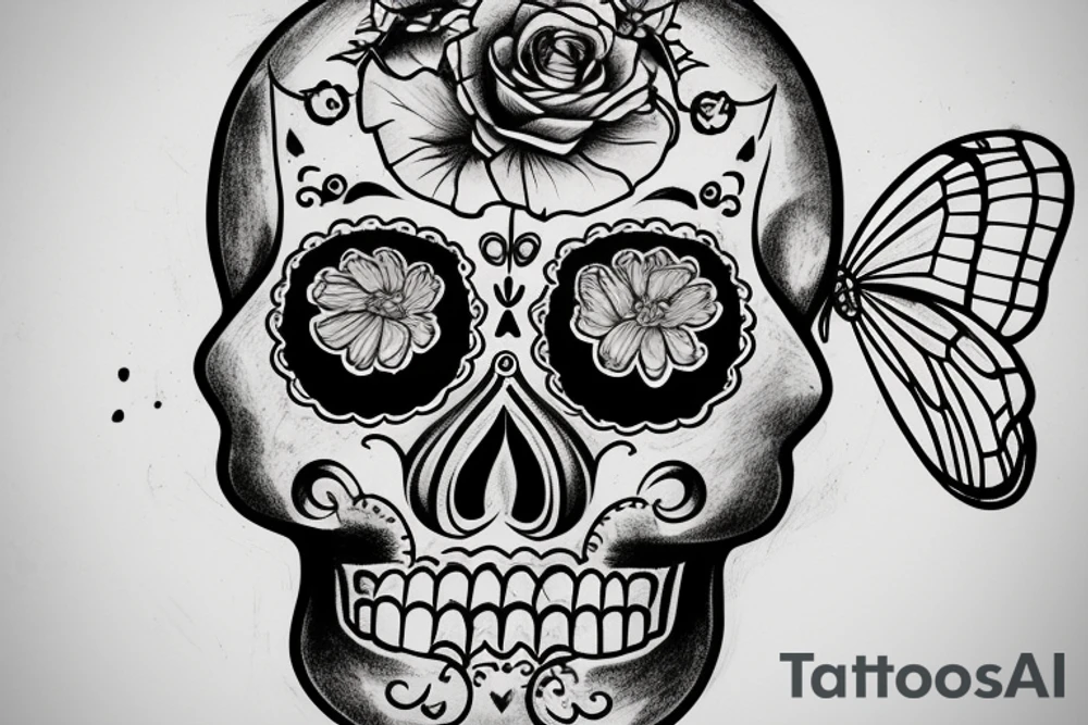 SUGAR SKULL INSIDE A butterfly tattoo idea