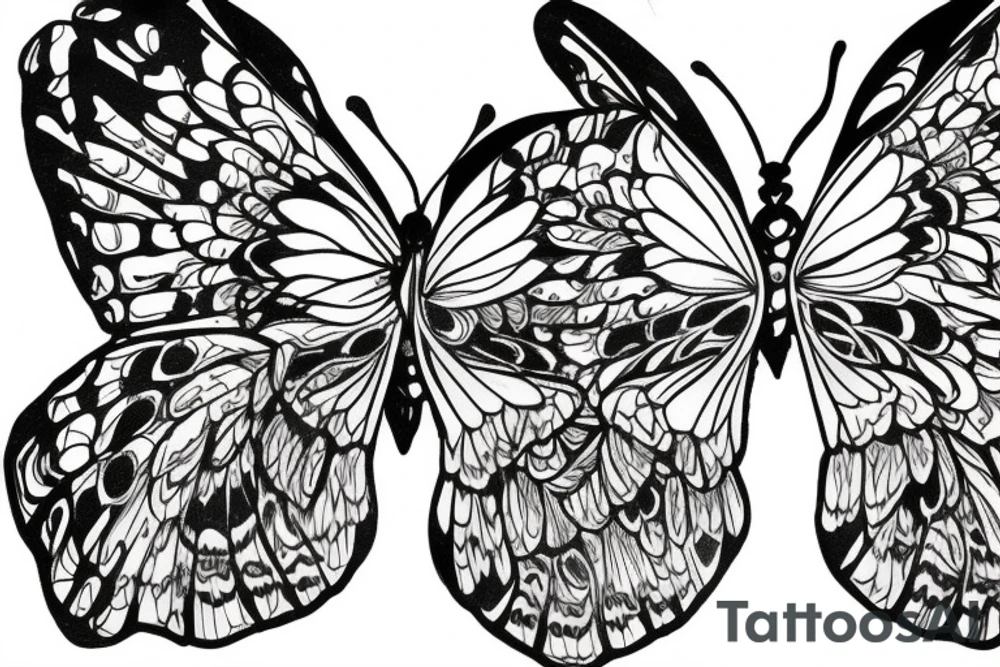 SKULL FACE INSIDE A butterfly WINGS tattoo idea