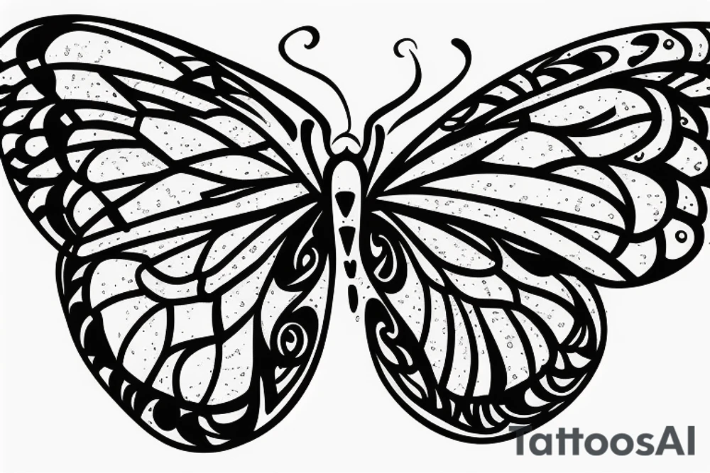 SKULL FACE INSIDE A butterfly WINGS tattoo idea