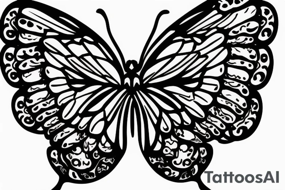 A SKULL FACE ON A butterfly WINGS tattoo idea
