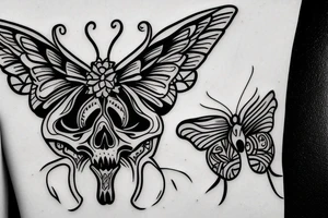 A SKULL FACE ON A butterfly WINGS tattoo idea