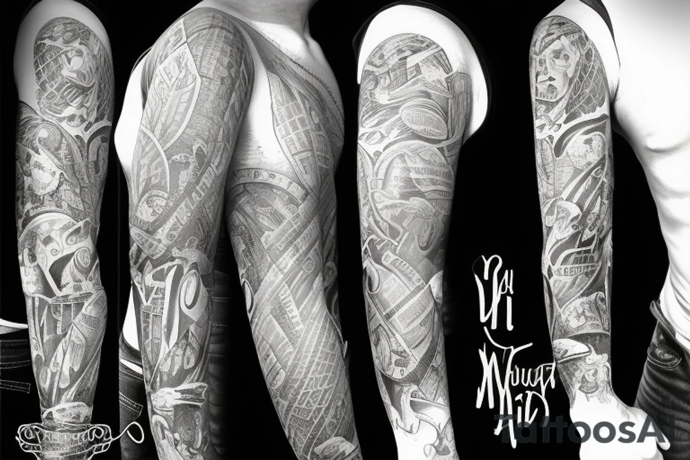 full sleeve about being a dad tattoo idea