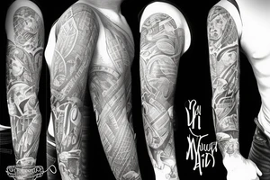 full sleeve about being a dad tattoo idea
