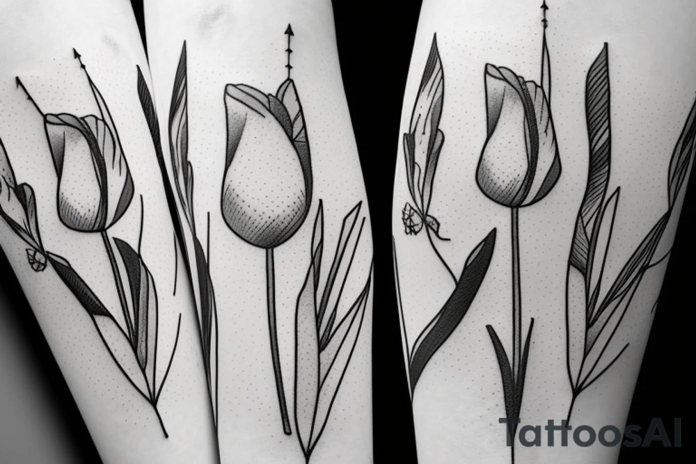 Sagittarius with tulip tattoo idea