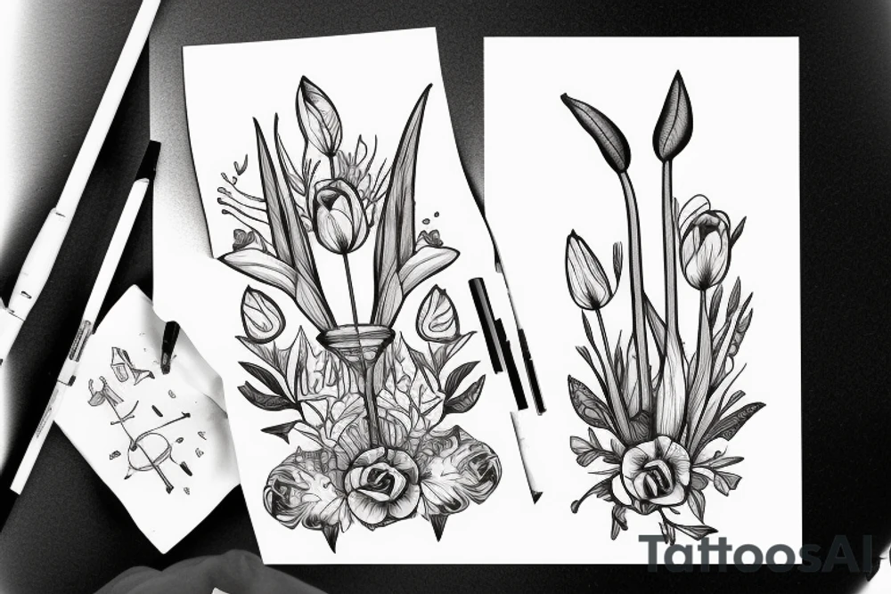 Sagittarius with tulip tattoo idea