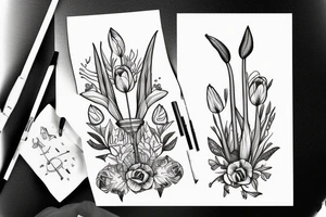 Sagittarius with tulip tattoo idea