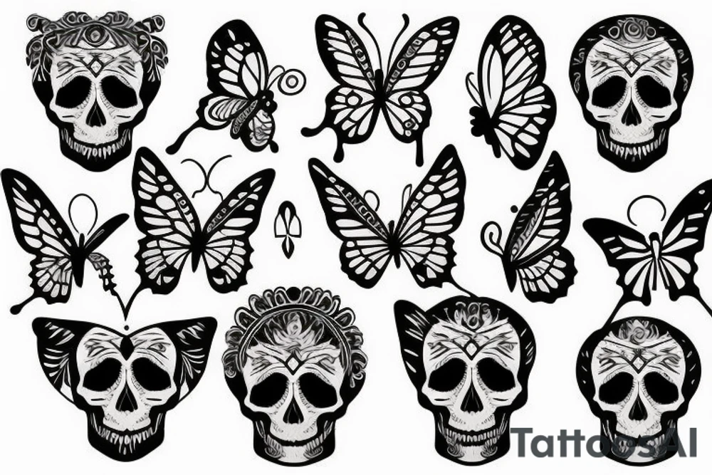 PUT A SKULL ON A BUTTERFLY FRAME tattoo idea