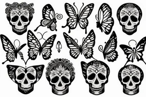 PUT A SKULL ON A BUTTERFLY FRAME tattoo idea