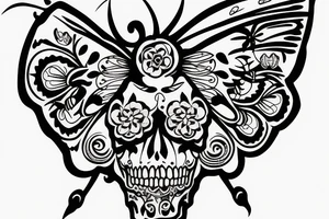 PUT A SKULL ON A BUTTERFLY FRAME tattoo idea