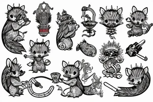 Hedgehog shaman smokes hookah tattoo idea