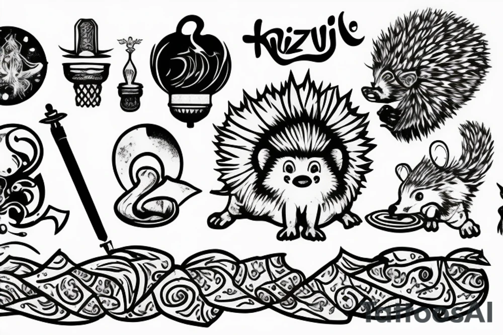 Hedgehog shaman smokes hookah tattoo idea