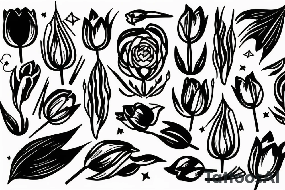 aesthetic Sagittarius with tulip tattoo idea