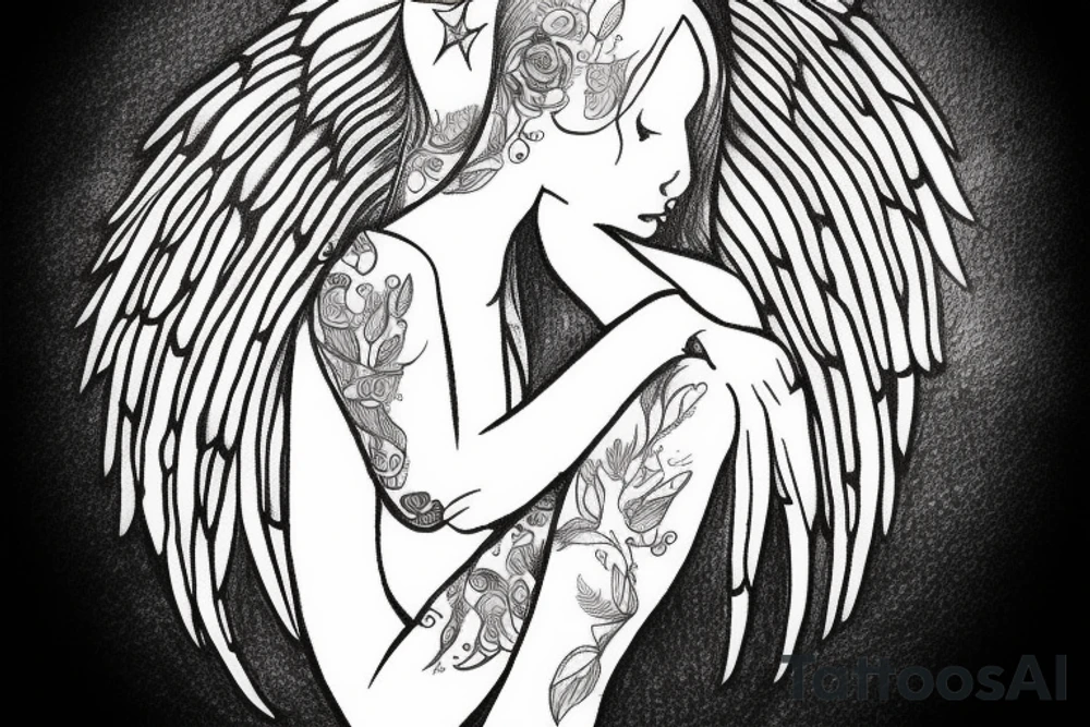 angel with tears tattoo idea