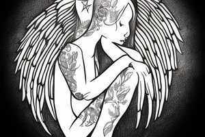 angel with tears tattoo idea