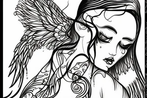 angel with tears tattoo idea