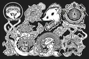 Hedgehog shaman smokes hookah tattoo idea
