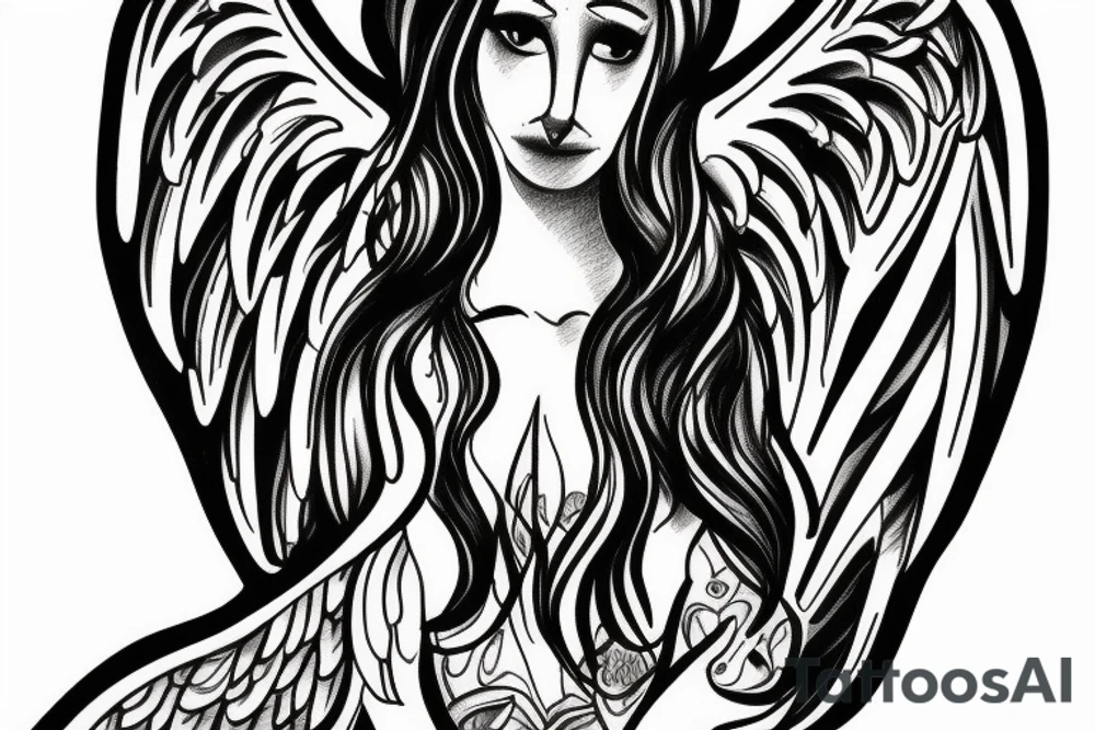 drawing angel with tears tattoo idea