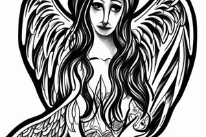 drawing angel with tears tattoo idea