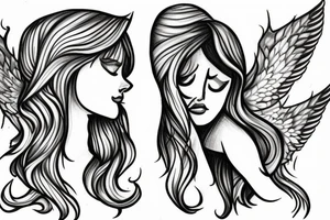 drawing angel with tears tattoo idea