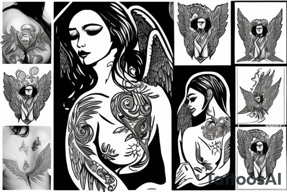 drawing angel with tears tattoo idea