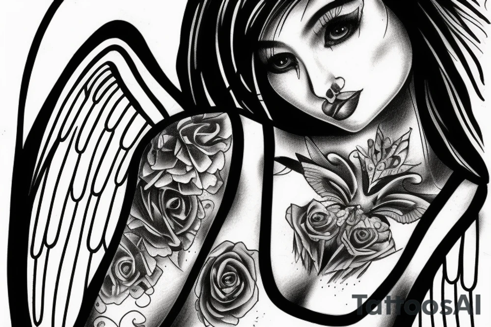 drawing angel with tears tattoo idea