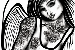 drawing angel with tears tattoo idea