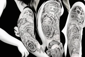 full sleeve about parenthood tattoo idea