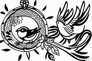 Little bird flying out of an open cage tattoo idea