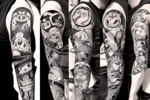 Pokemon and naruto sleeve tattoo idea