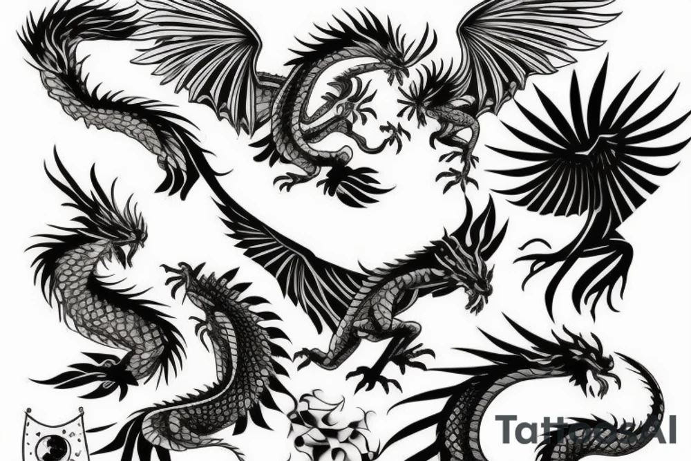 A phoenix and a dragon tattoo idea