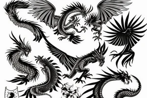 A phoenix and a dragon tattoo idea