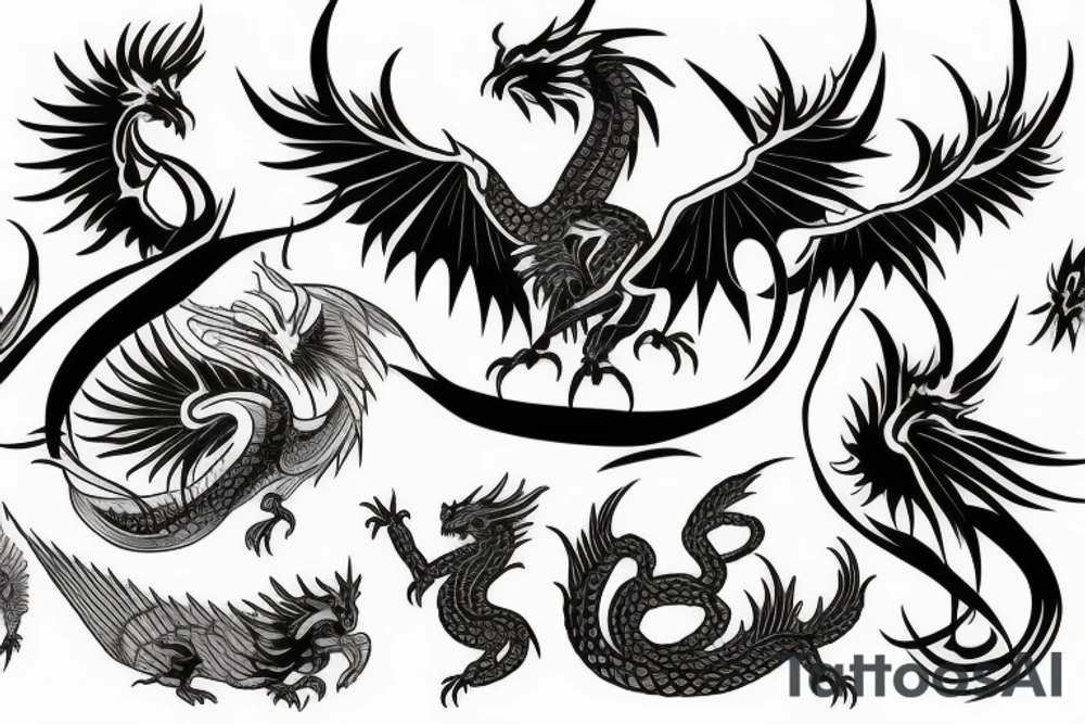A phoenix and a dragon tattoo idea