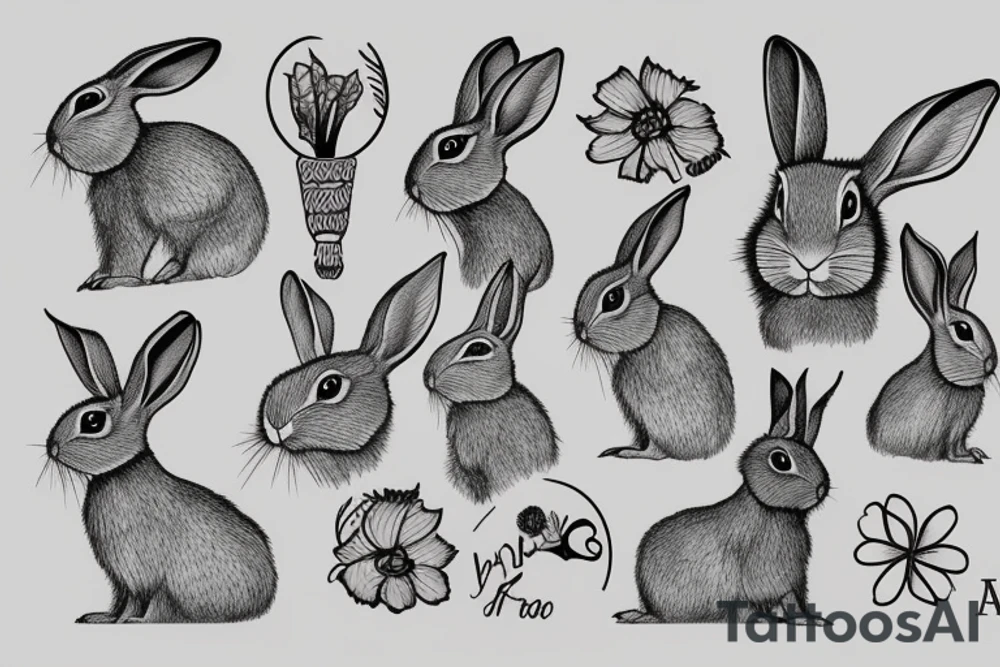 Free wild rabbit tattoo idea