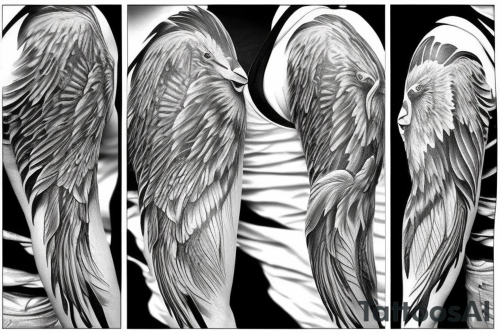 rooster with angel wings tattoo idea
