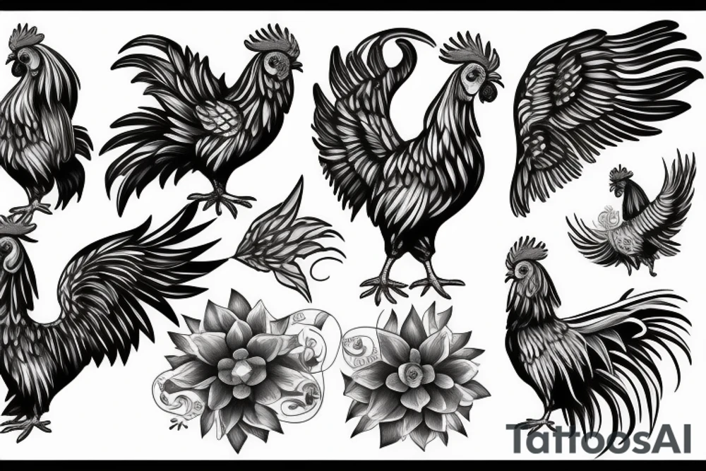 rooster with angel wings tattoo idea