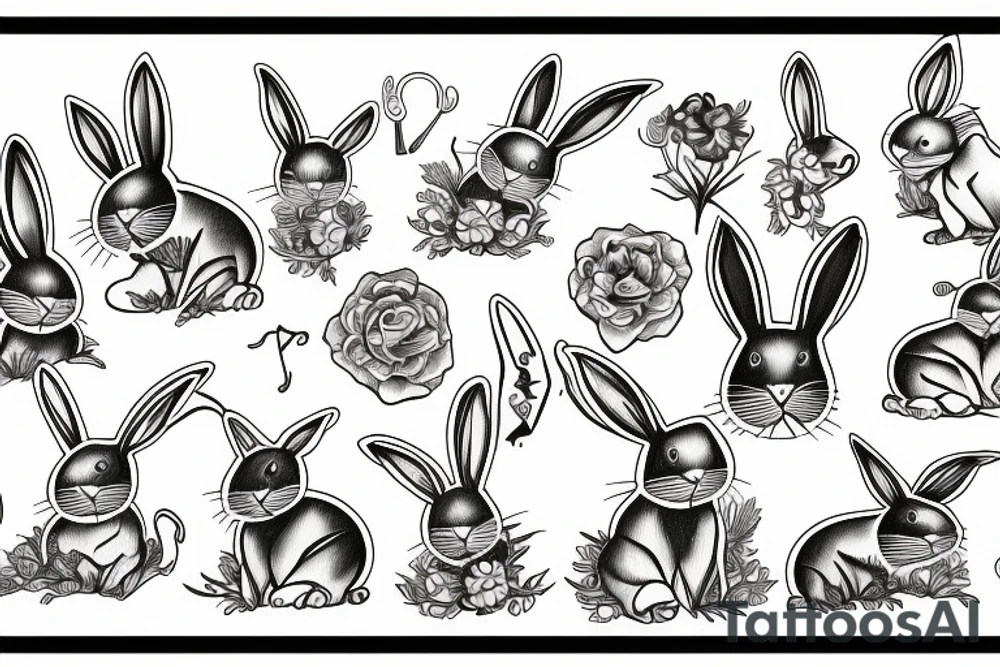 jumping rabbit tattoo idea