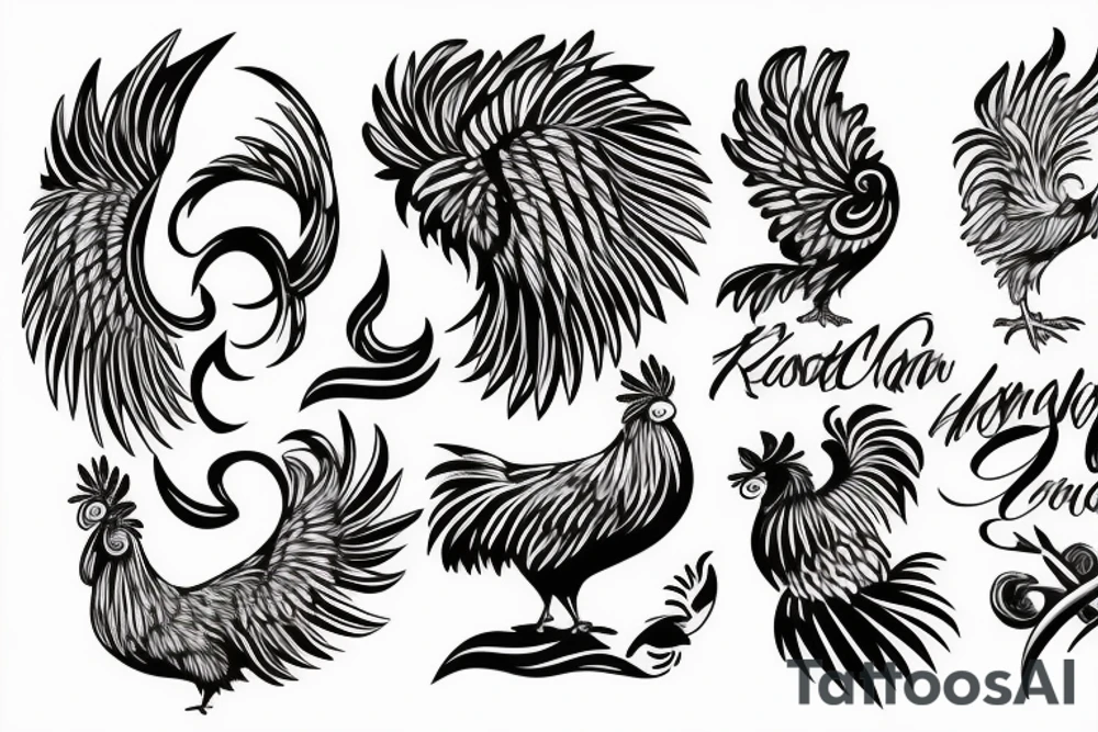 rooster with angel wings tattoo idea