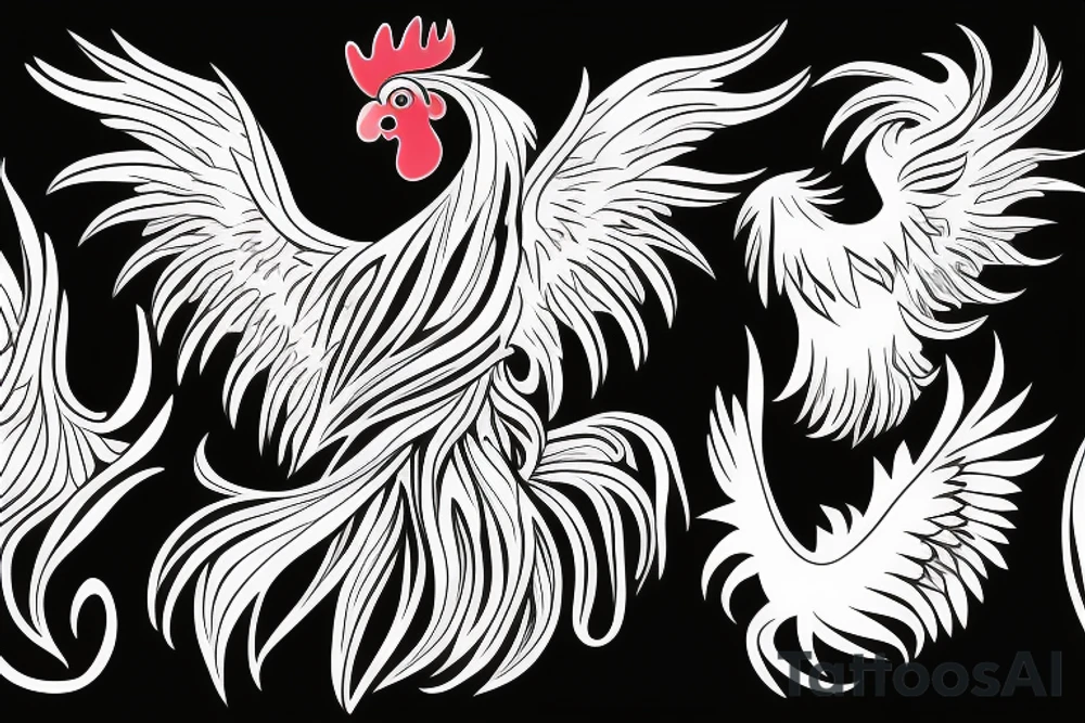 rooster with angel wings tattoo idea